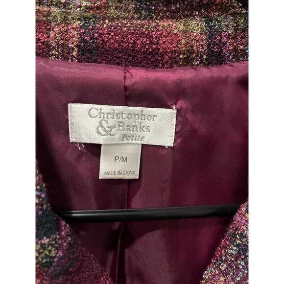 Christopher & Banks Petite Plaid Button Up Blazer Jacket Sz MP - Picture 5 of 9